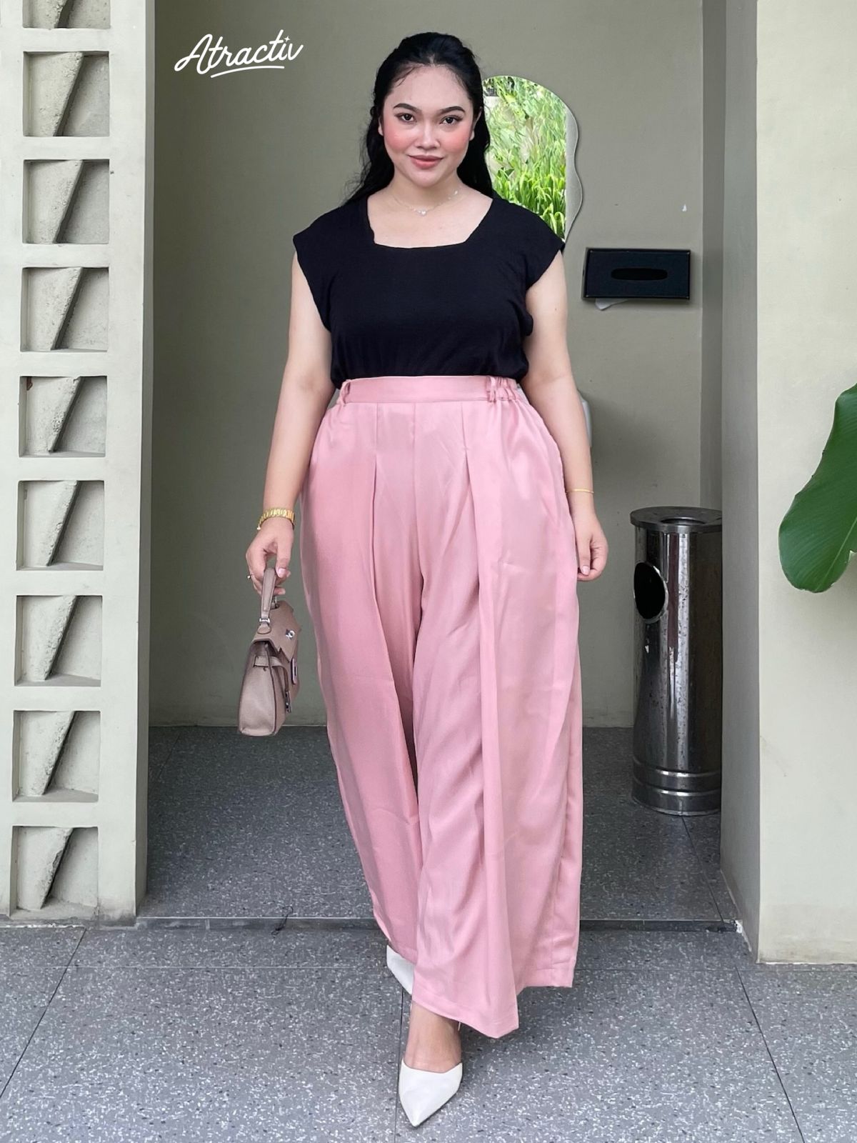 Celana Flare Panjang Pink ATRACTIV