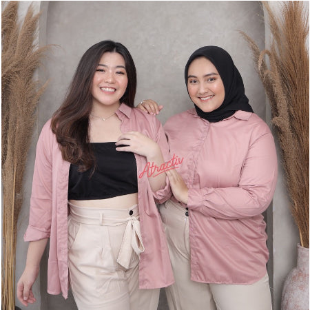 Kemeja Anti Lecek Warna Pink Atractiv