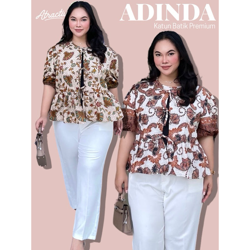 Blouse Batik Lengan Pendek Adinda Khaki ATRACTIV