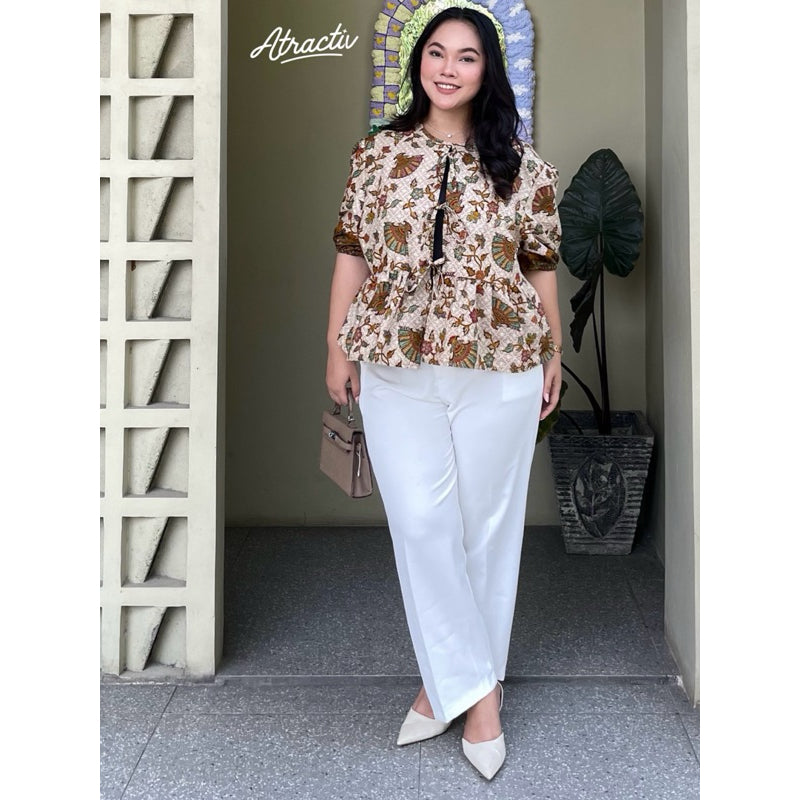 Blouse Batik Lengan Pendek Adinda Khaki ATRACTIV