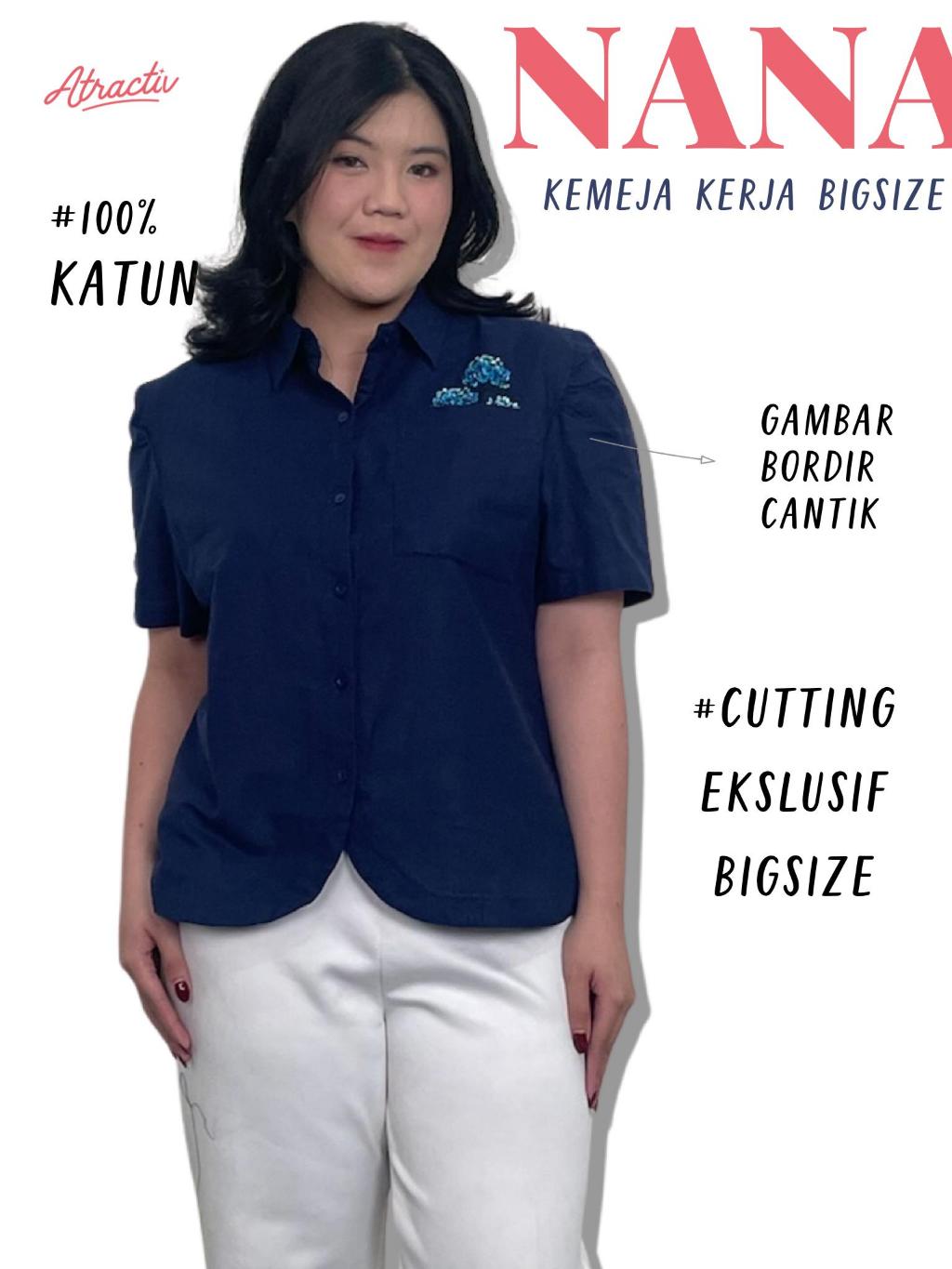 ATRACTIV Kemeja Katun Bordir Bunga Red Panda