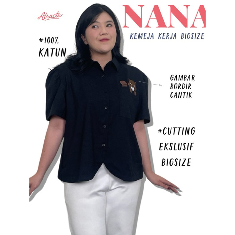 ATRACTIV Kemeja Katun Bordir Bunga Red Panda