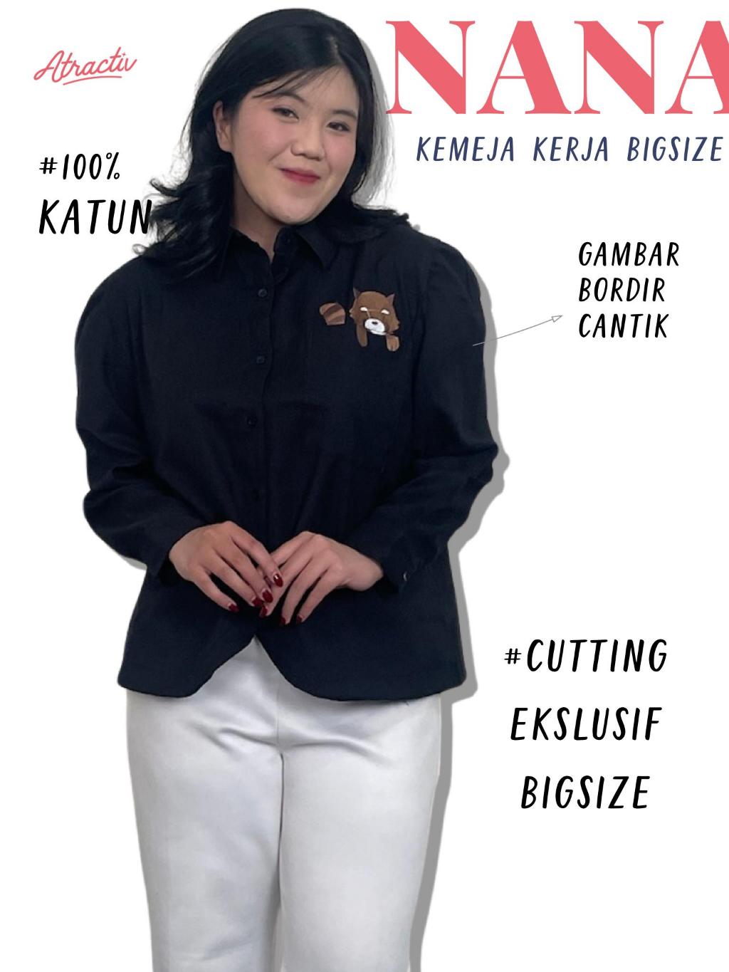 ATRACTIV Kemeja Bordir Bunga Red Panda Lengan Panjang