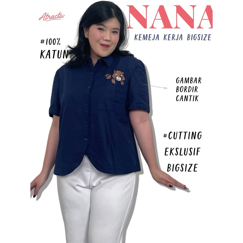 ATRACTIV Kemeja Katun Bordir Bunga Red Panda