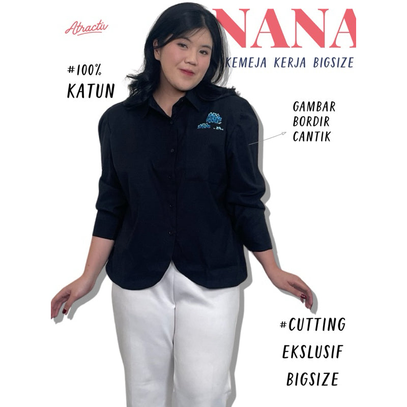 ATRACTIV Kemeja Bordir Bunga Red Panda Lengan Panjang