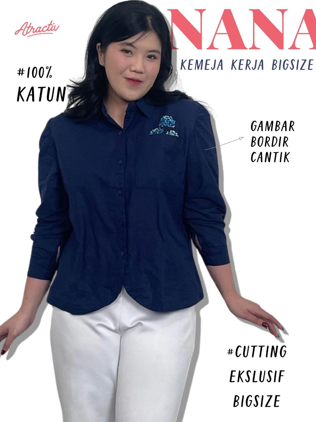 ATRACTIV Kemeja Bordir Bunga Red Panda Lengan Panjang