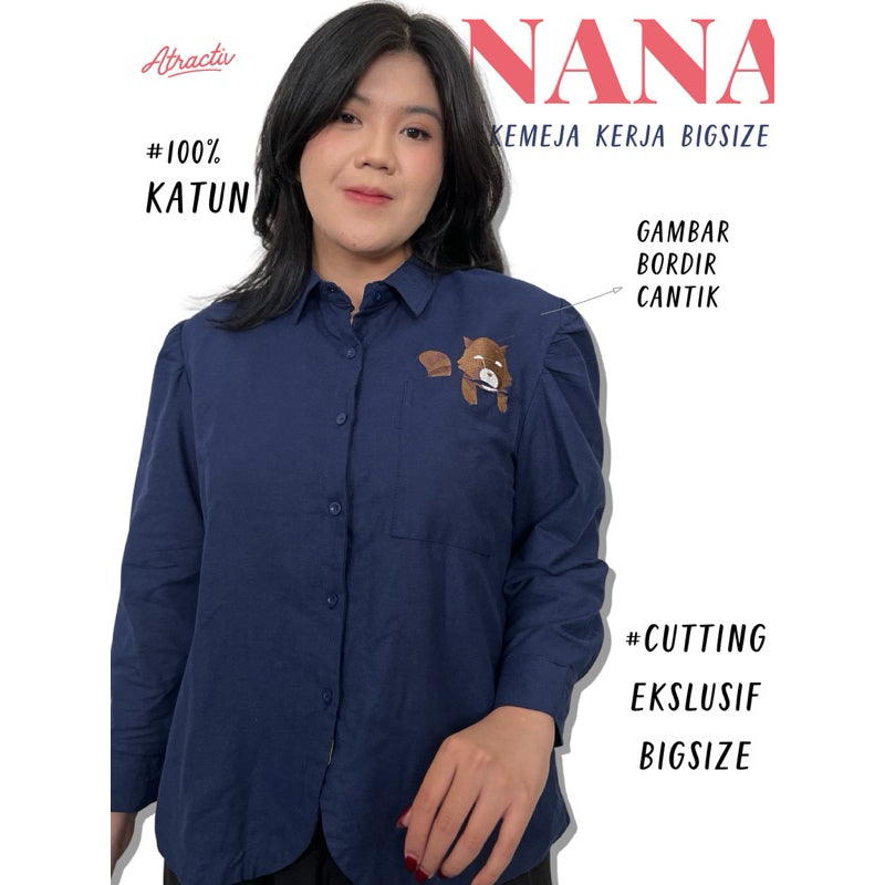 ATRACTIV Kemeja Bordir Bunga Red Panda Lengan Panjang