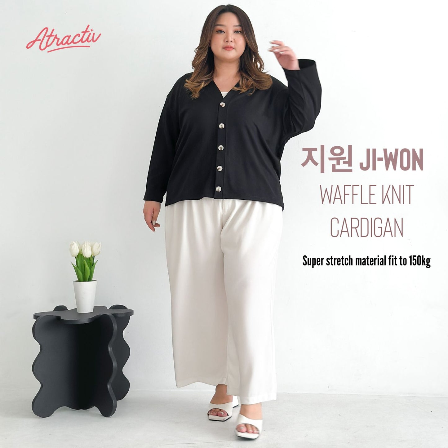 Outer Cardigan Jiwon Hitam ATRACTIV