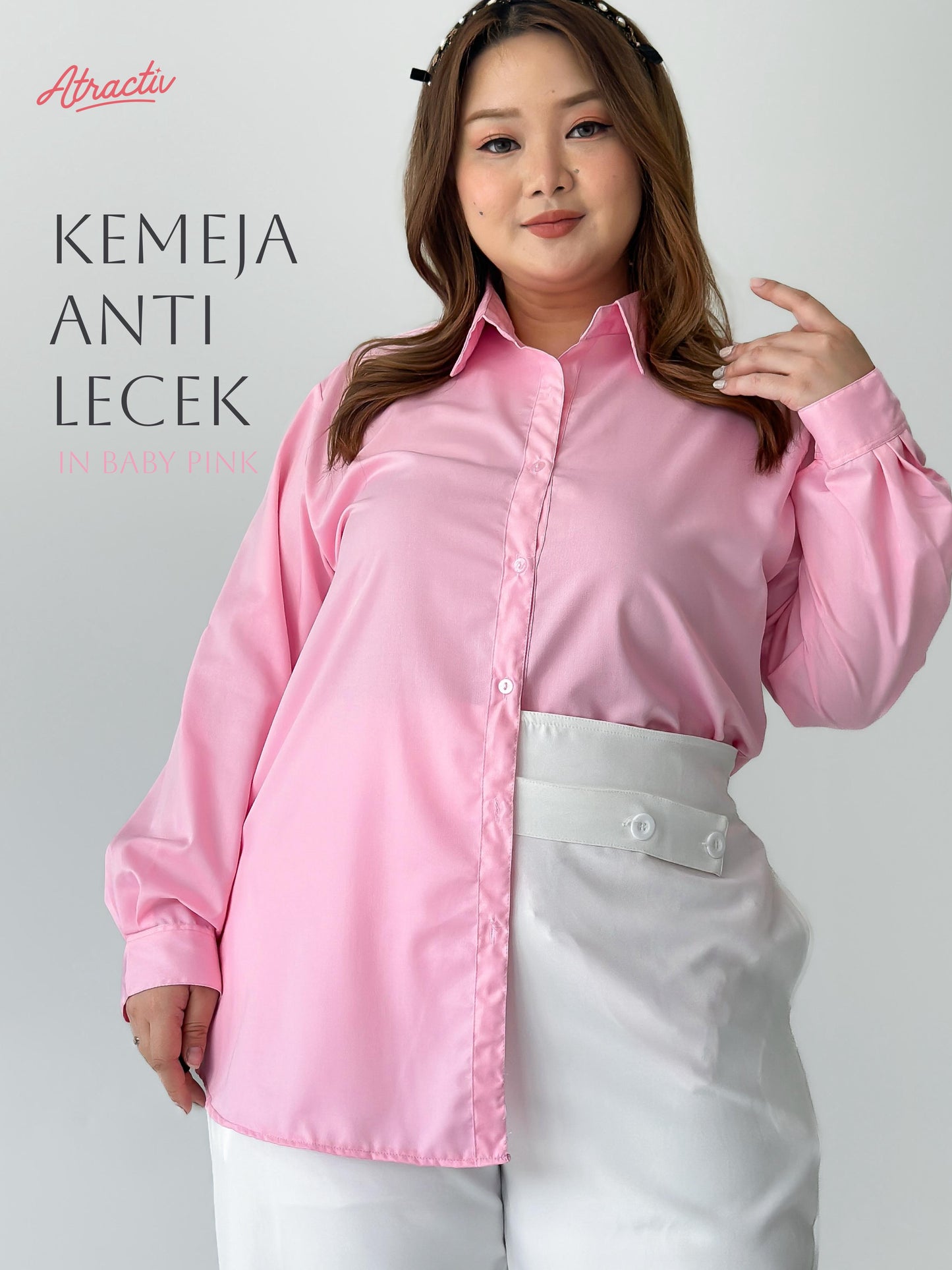 Kemeja Lengan Panjang Anti Lecek ATRACTIV (BabyPink)