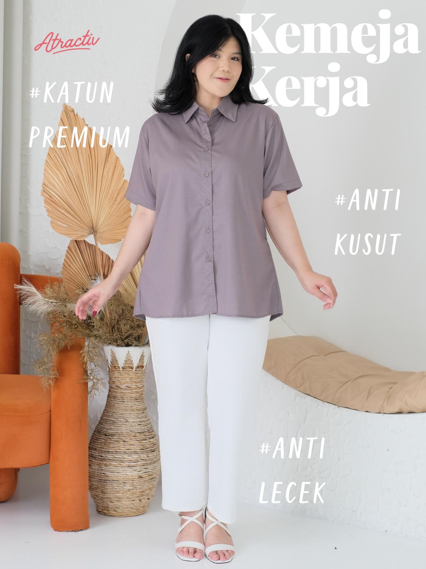 Kemeja Lengan Pendek Anti Lecek Atractiv