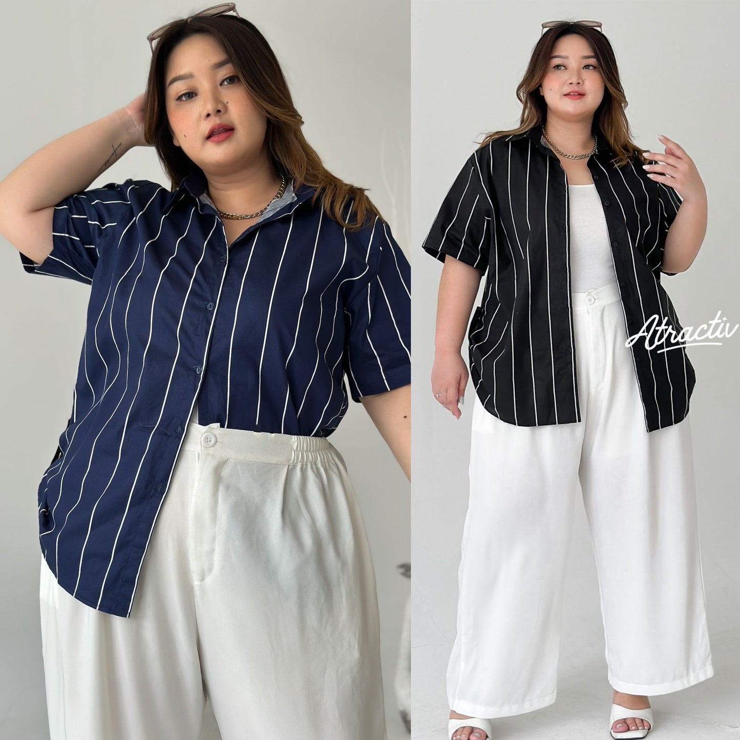 Kemeja Alexa Salur Stripe Atractiv