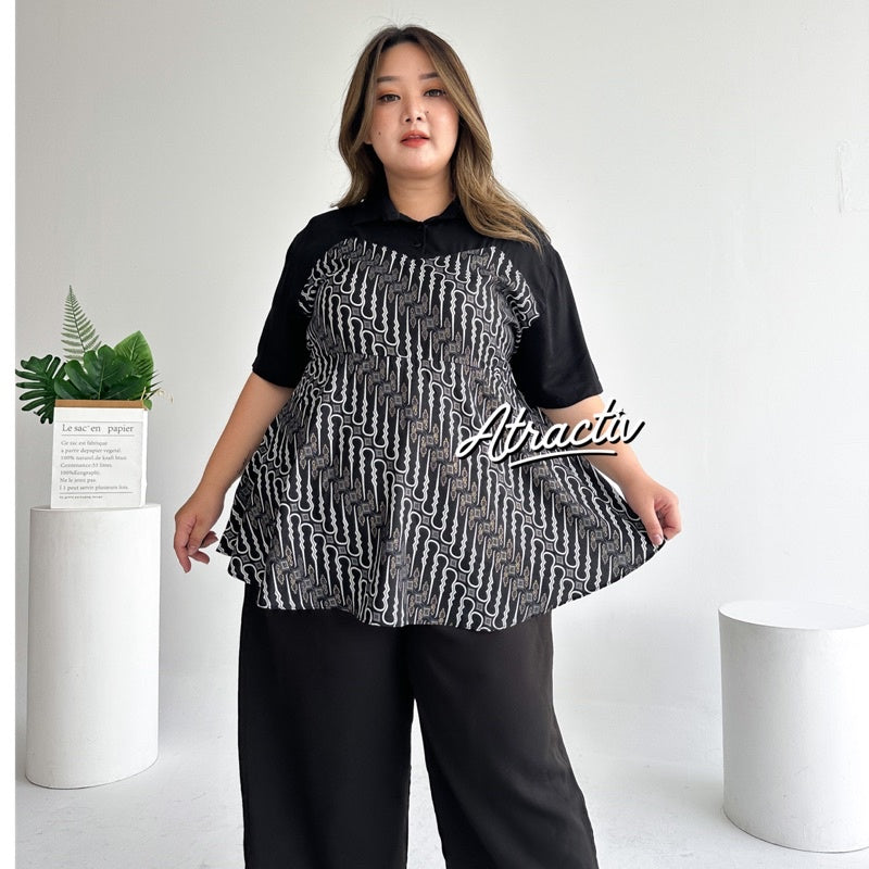 Batik Peplum Lengan Pendek Atractiv